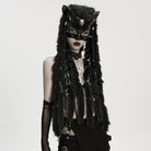 PUNK RAVE Women's Punk Rivet&Skull Fox-headed Braided Hood