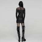 PUNK RAVE Women's Punk Rivet Strappy Long Sleeved Dress