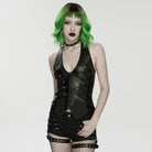 PUNK RAVE Women's Punk Rivet Straps Halterneck Vest