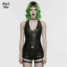 PUNK RAVE Women's Punk Rivet Straps Halterneck Vest