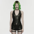 PUNK RAVE Women's Punk Rivet Straps Halterneck Vest
