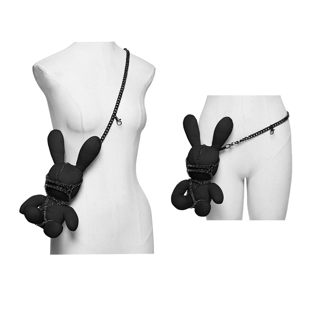 PUNK RAVE Women's Punk Rivets Chained Doll Black