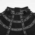 PUNK RAVE Women's Punk Rivets&Eyelets Cage Mesh Short Sleeved T-shirt