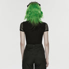 PUNK RAVE Women's Punk Rivets&Eyelets Cage Mesh Short Sleeved T-shirt