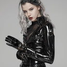 PUNK RAVE Women's Punk Rivets Faux Leather Gloves