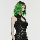 PUNK RAVE Women's Punk Rivets Handcuffs Chain Underbust Corset