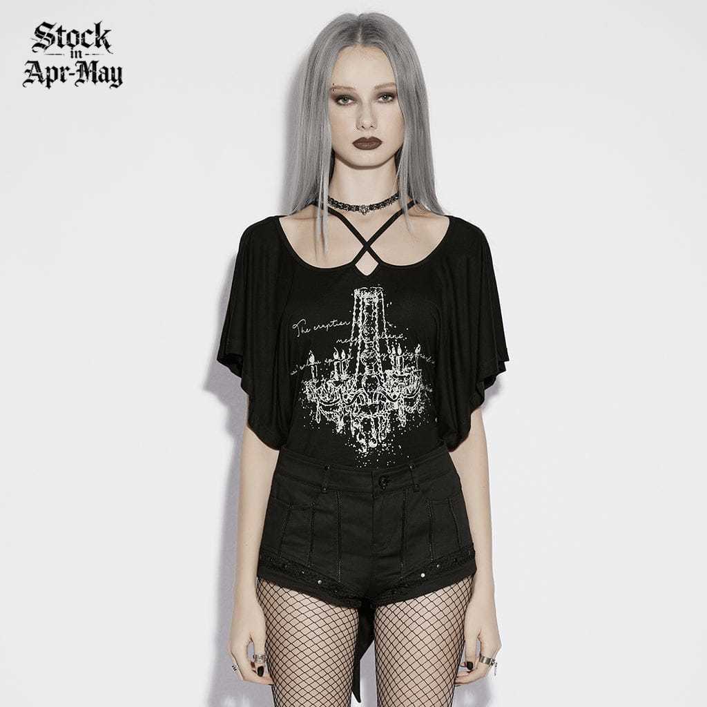 PUNK RAVE Women's Punk Rivets Multi-zippered Shorts