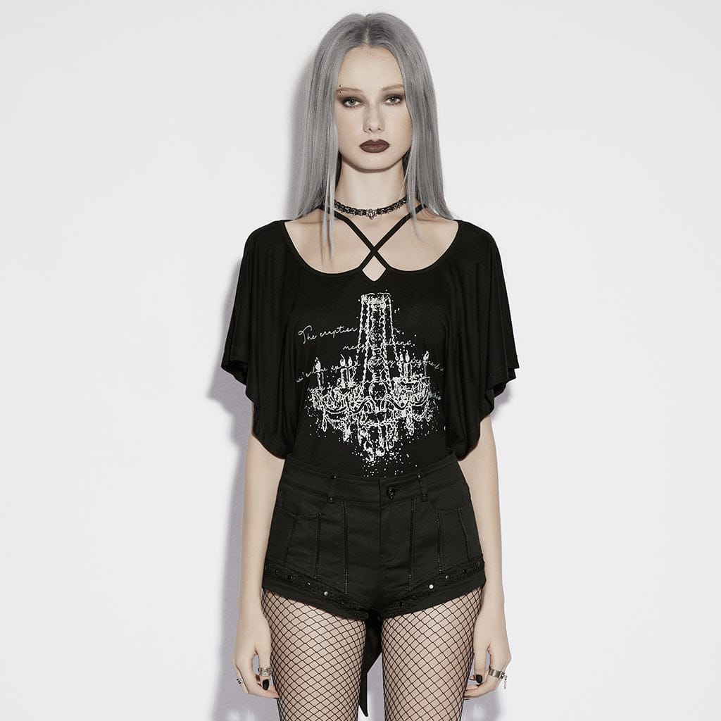 PUNK RAVE Women's Punk Rivets Multi-zippered Shorts