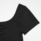 PUNK RAVE Women's Punk Rivets Sheer Short Sleeved Tee