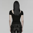 PUNK RAVE Women's Punk Rivets Sheer Short Sleeved Tee