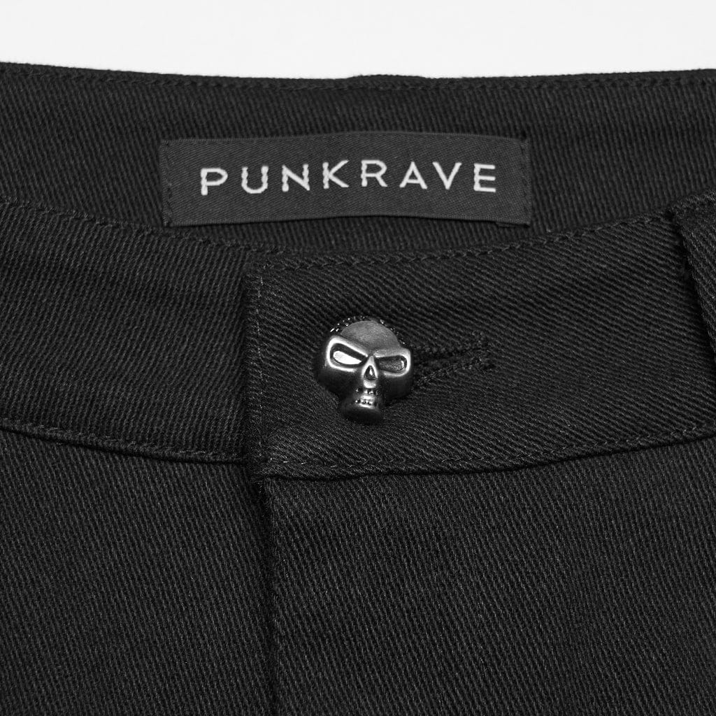 PUNK RAVE Women's Punk Rivets Shorts with Detachable Leg Harnesses