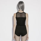 PUNK RAVE Women's Punk Rivets Skull Mesh Splice Short