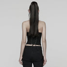 PUNK RAVE Women's Punk Ruched Lace-up Side Zipper Bustier