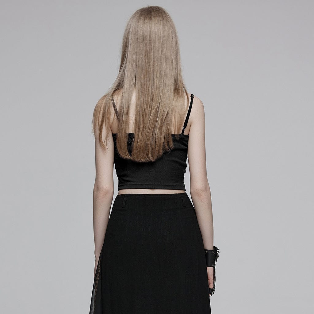 PUNK RAVE Damen Punk Rüschen Tank Top