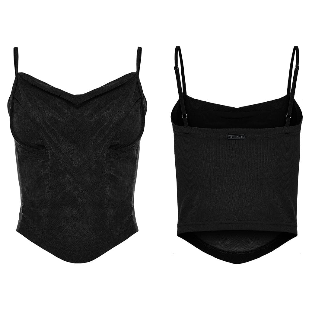 PUNK RAVE Damen Punk Rüschen Tank Top