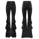 PUNK RAVE Women's Punk Ruffled Distressed Flared Pants