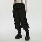 PUNK RAVE Women's Punk Ruffled Hem Big Pockets Cargo Pants