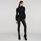 PUNK RAVE Women's Punk Ruffled Lace Splice Mesh Leggings