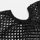 PUNK RAVE Women's Punk Sheer Cutout Mesh Top Black