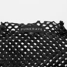 PUNK RAVE Women's Punk Sheer Cutout Mesh Top Black