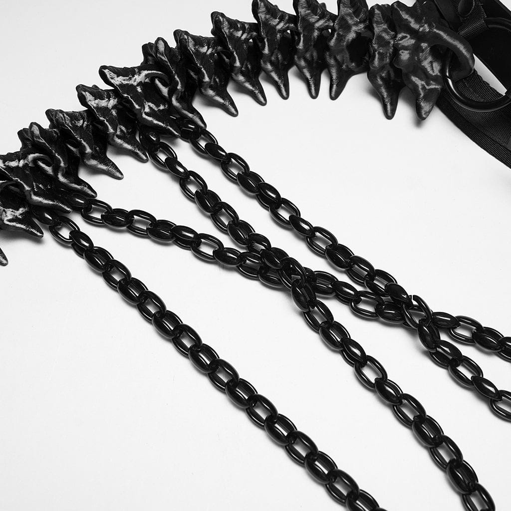 PUNK RAVE Women's Punk Skeleton Chained Harness Black