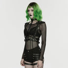 PUNK RAVE Women's Punk Skeleton Chained Harness Black-Green