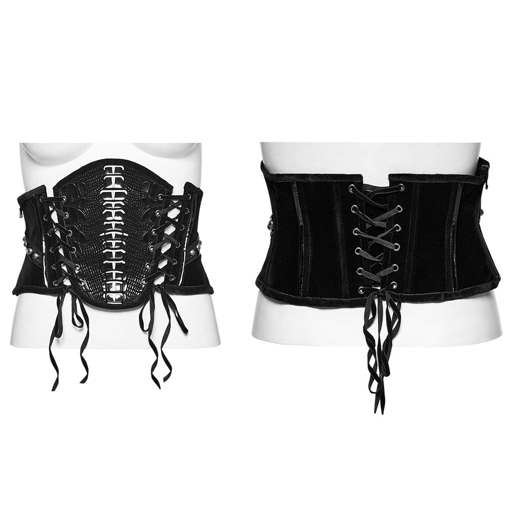 PUNK RAVE Women's Punk Skeleton Lace-up Underbust Corset