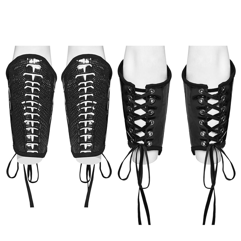 PUNK RAVE Women's Punk Skeleton Patent Leather Gloves