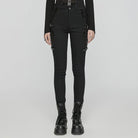 PUNK RAVE Women's Punk Skeleton Patent Leather Splice Pants