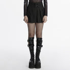 PUNK RAVE Women's Punk Skull Buckle Pleated Skirt