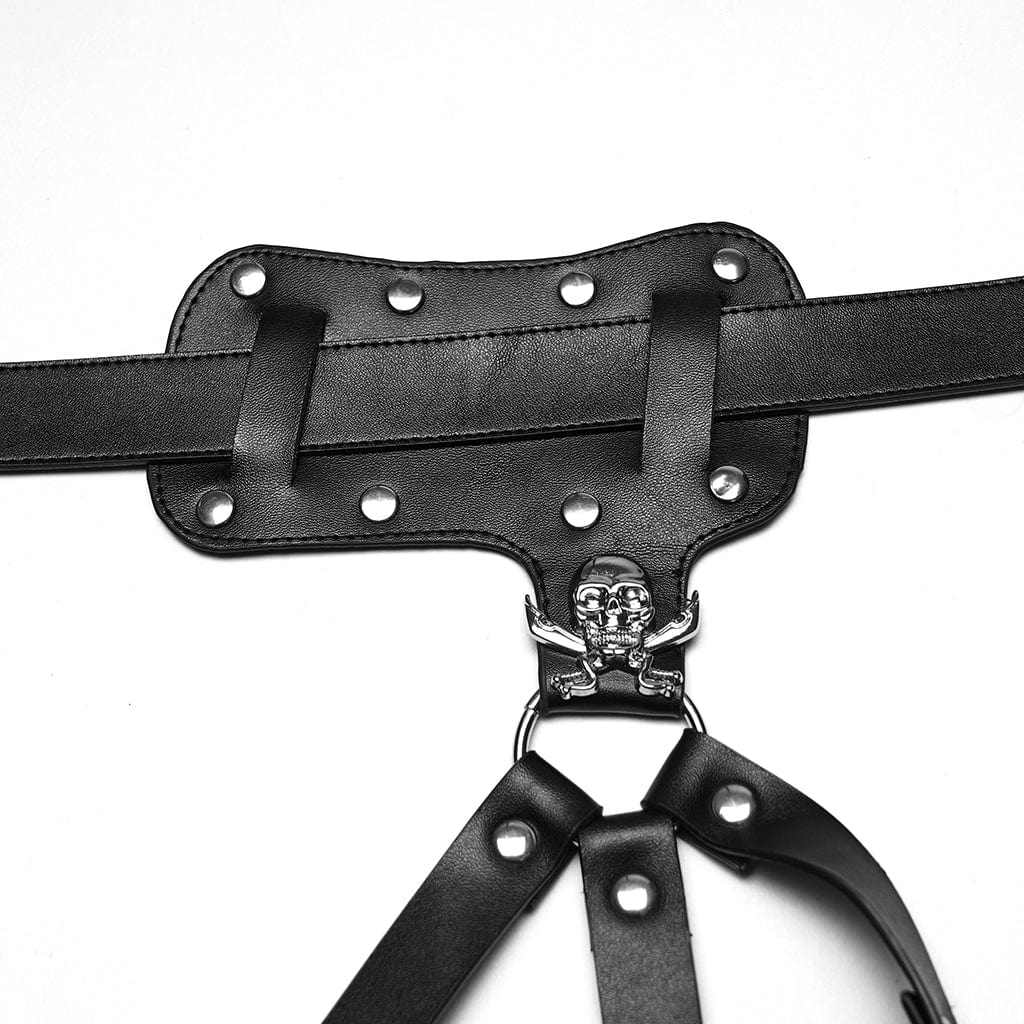 PUNK RAVE Women's Punk Skull Buckle-up Leg Harness