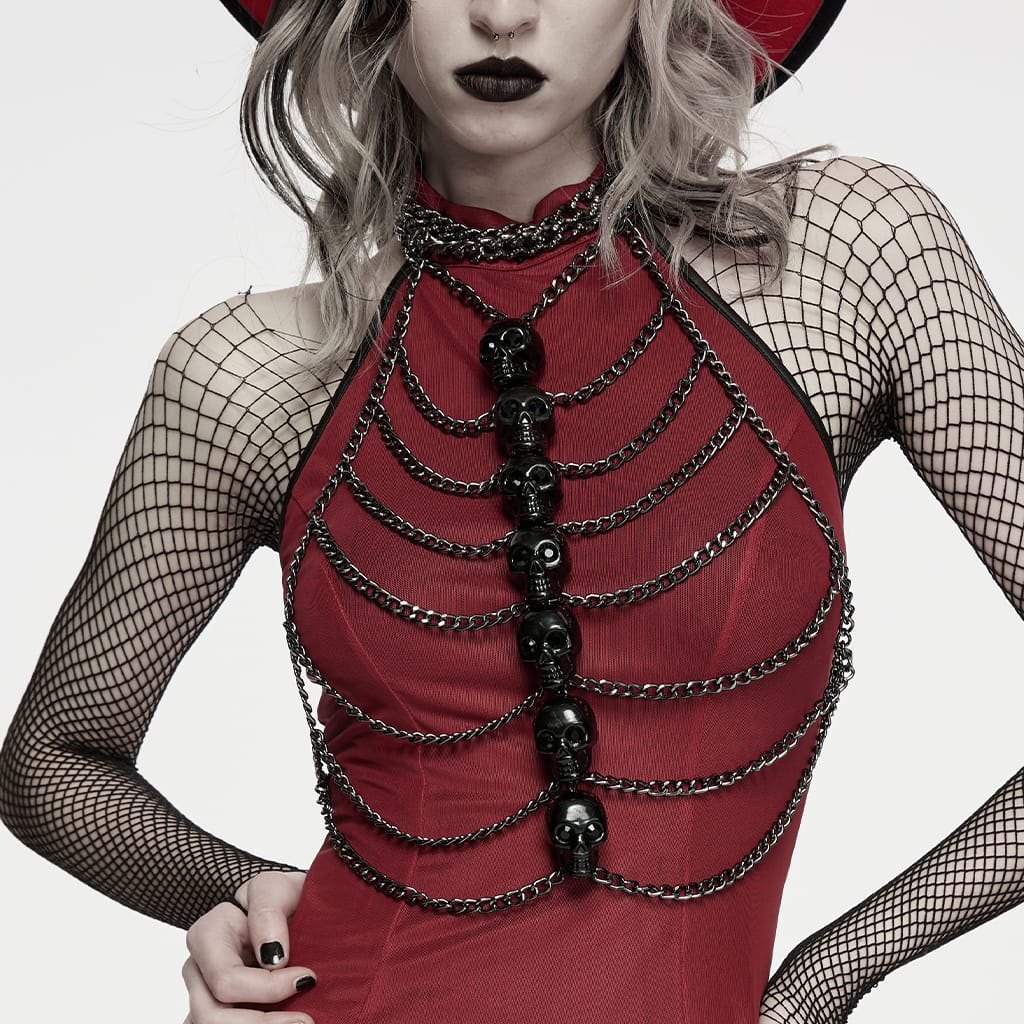 PUNK RAVE Women's Punk Skull Chain Body Harness
