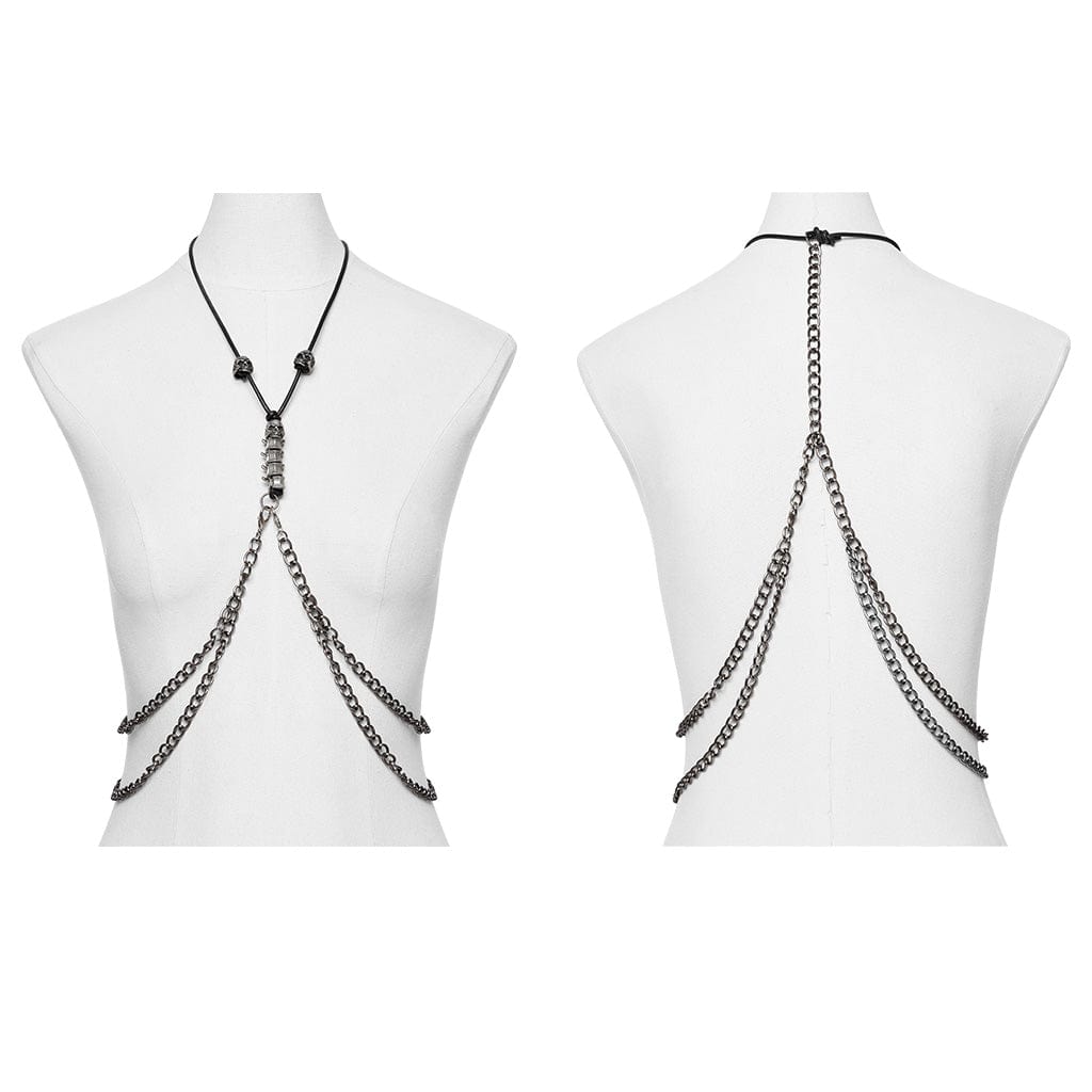 PUNK RAVE Women's Punk Skull Chain Harness