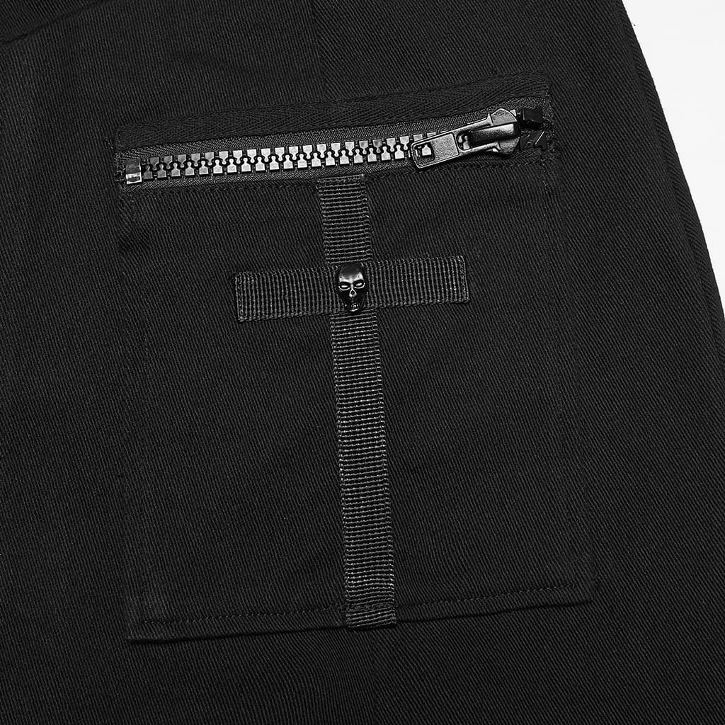 PUNK RAVE Women's Punk Skull Embroidered Big Pocket Skirt