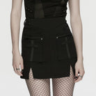 PUNK RAVE Women's Punk Skull Embroidered Big Pocket Skirt