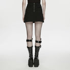PUNK RAVE Women's Punk Skull Embroidered Big Pocket Skirt