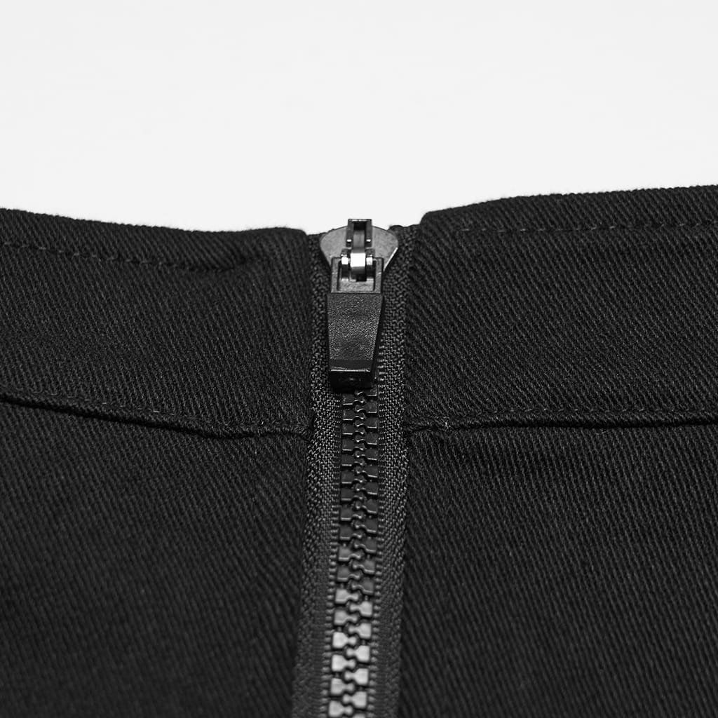 PUNK RAVE Women's Punk Skull Embroidered Big Pocket Skirt