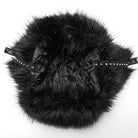 PUNK RAVE Women's Punk Skull Mesh Plush Splice Faux Leather Hat