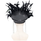 PUNK RAVE Women's Punk Skull Plumed Chain Hat