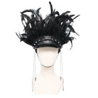 PUNK RAVE Women's Punk Skull Plumed Chain Hat