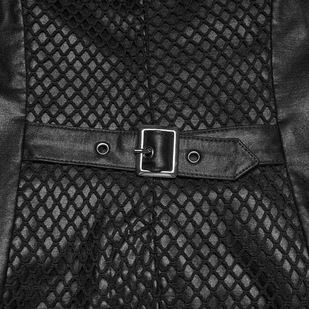 PUNK RAVE Women's Punk Skull Rivets Lace-up Turn-down Collar Vest