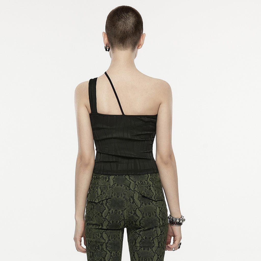 PUNK RAVE Damen Punk Slash Schulterschnalle Tank Top