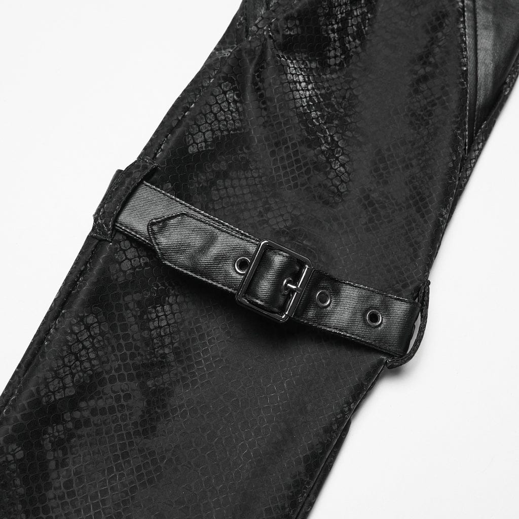 PUNK RAVE Women's Punk Snake Print Buckle Strappy Pants