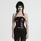 PUNK RAVE Women's Punk Snake Printed Lace-up Overbust Corset