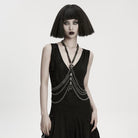 PUNK RAVE Women's Punk Snake-Wrapped Skull Halterneck Chain Body Harness