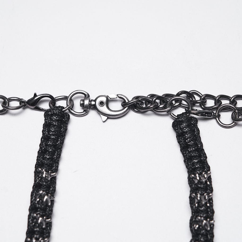 PUNK RAVE Women's Punk Snake-Wrapped Skull Halterneck Chain Body Harness