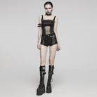 PUNK RAVE Women's Punk Spaghetti Straps Ripped Tank Top