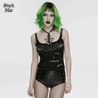 PUNK RAVE Women's Punk Spiders&Web Printed Tattered Tank Top Black