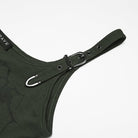 PUNK RAVE Women's Punk Spiders&Web Printed Tattered Tank Top Black-Green