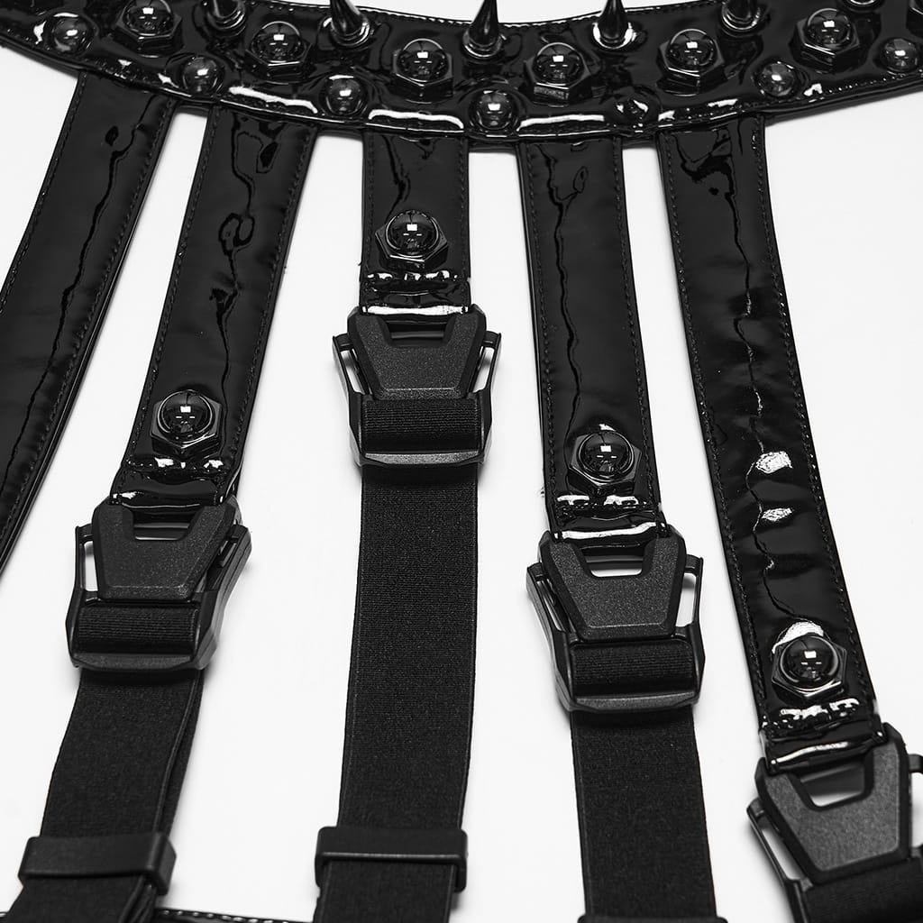 PUNK RAVE Women's Punk Spiked Buckle Strap Halter Harness